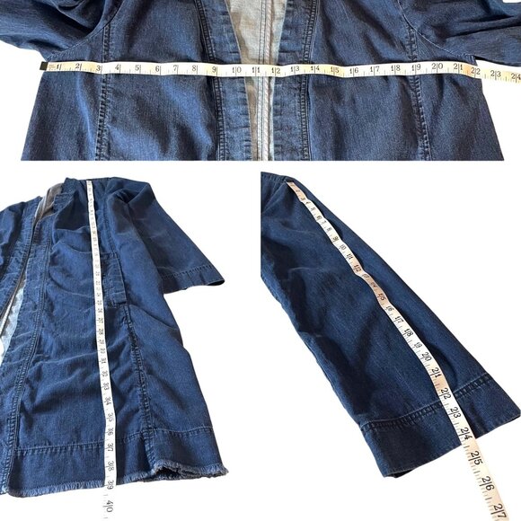 Eileen Fisher Organic Stretch Cotton Denim Jacket Cardigan Boho Women's Size M - Picture 7 of 8